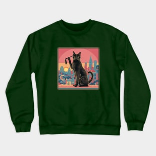 Artistic Black Cat Crewneck Sweatshirt